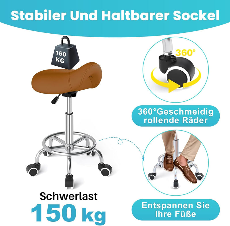 Stool Ergonomic Comfortable Rolling Chair with Wide Thick Seat