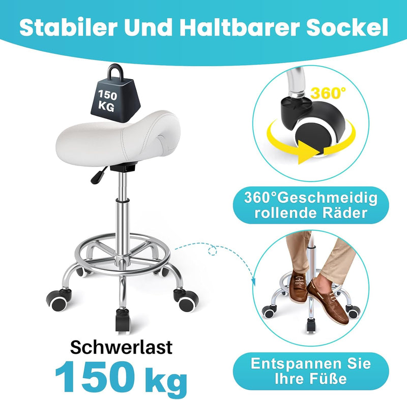 Stool Ergonomic Comfortable Rolling Chair with Wide Thick