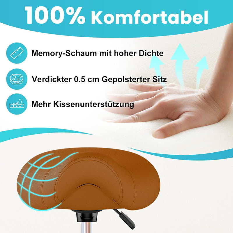 Stool Ergonomic Comfortable Rolling Chair with Wide Thick Seat