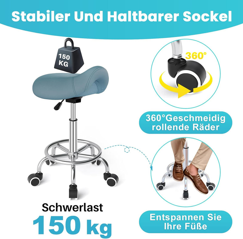 Stool Ergonomic Comfortable Rolling Chair with Wide Thick