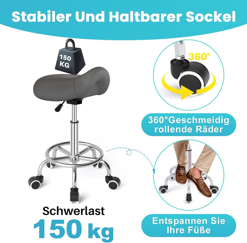 Stool Ergonomic Comfortable Rolling Chair with Wide Thick Seat