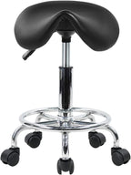 Stool with Foot Rest PU Leather Swivel Adjustable
