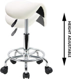 Stool with Foot Rest PU Leather Swivel Adjustable
