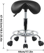 Stool with Foot Rest PU Leather Swivel Adjustable