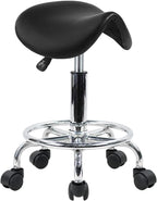 Stool with Foot Rest PU Leather Swivel Adjustable