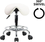 Stool with Foot Rest PU Leather Swivel Adjustable