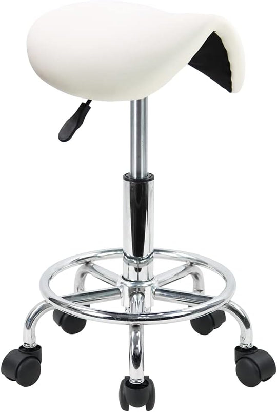 Stool with Foot Rest PU Leather Swivel Adjustable