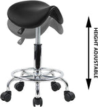 Stool with Foot Rest PU Leather Swivel Adjustable