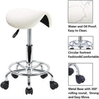 Stool with Foot Rest PU Leather Swivel Adjustable