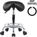Stool with Foot Rest PU Leather Swivel Adjustable