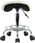 Stool with Foot Rest PU Leather Swivel Adjustable