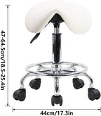 Stool with Foot Rest PU Leather Swivel Adjustable