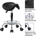 Stool with Foot Rest PU Leather Swivel Adjustable