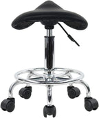 Stool with Foot Rest PU Leather Swivel Adjustable