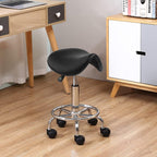 Stool with Foot Rest PU Leather Swivel Adjustable