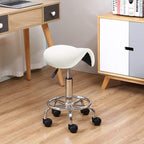 Stool with Foot Rest PU Leather Swivel Adjustable
