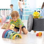 Stool with Storage Space Padded Seating Ottoman Footrest