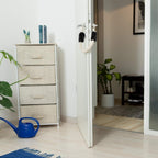 Stool with Storage Space Padded Seating Ottoman Footrest