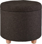 Stool with Storage Space Padded Seating Ottoman Footrest