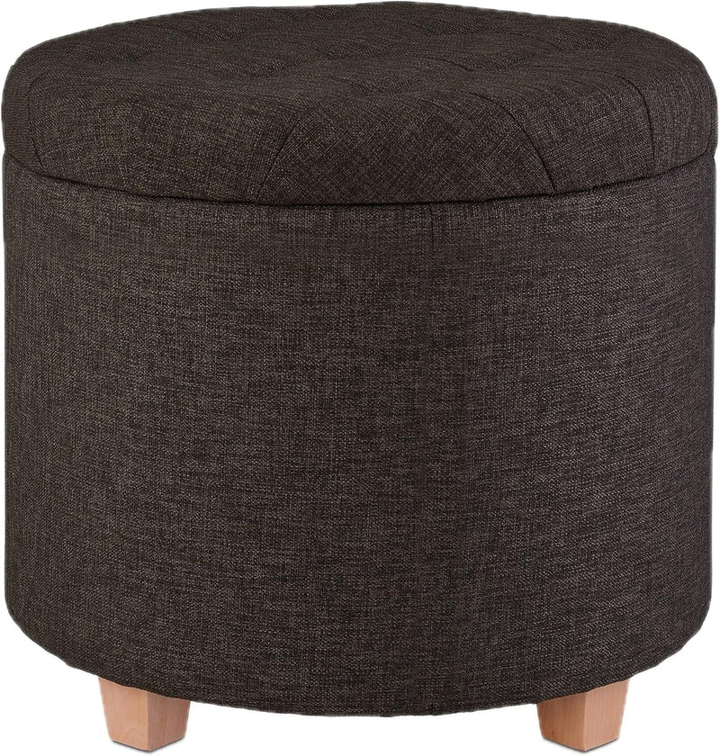 Stool with Storage Space Padded Seating Ottoman Footrest