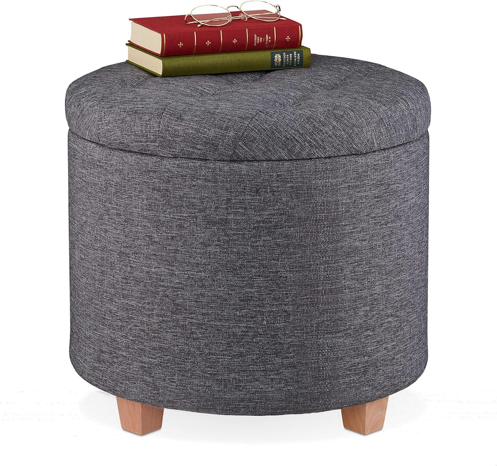 Stool with Storage Space Padded Seating Ottoman Footrest