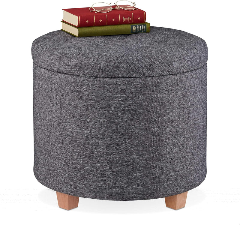 Stool with Storage Space Padded Seating Ottoman Footrest