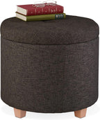 Stool with Storage Space Padded Seating Ottoman Footrest