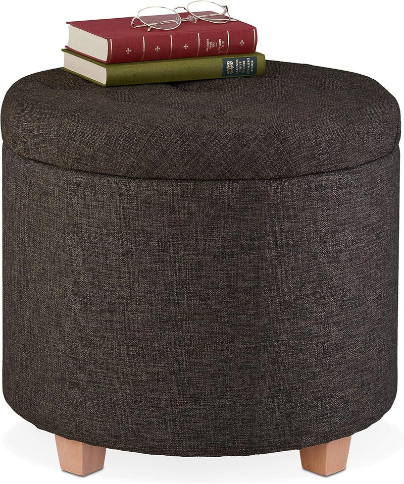 Stool with Storage Space Padded Seating Ottoman Footrest