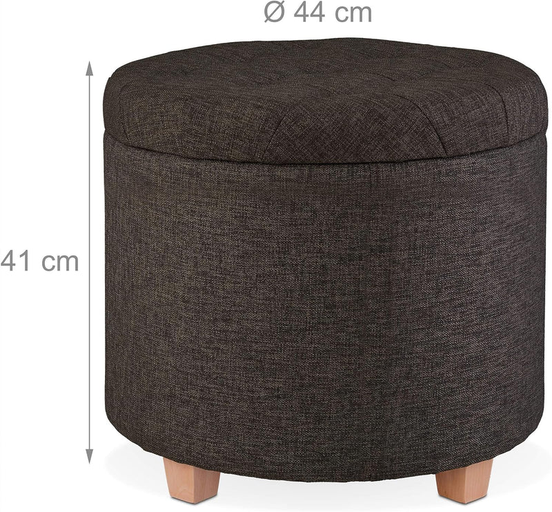 Stool with Storage Space Padded Seating Ottoman Footrest