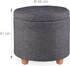 Stool with Storage Space Padded Seating Ottoman Footrest