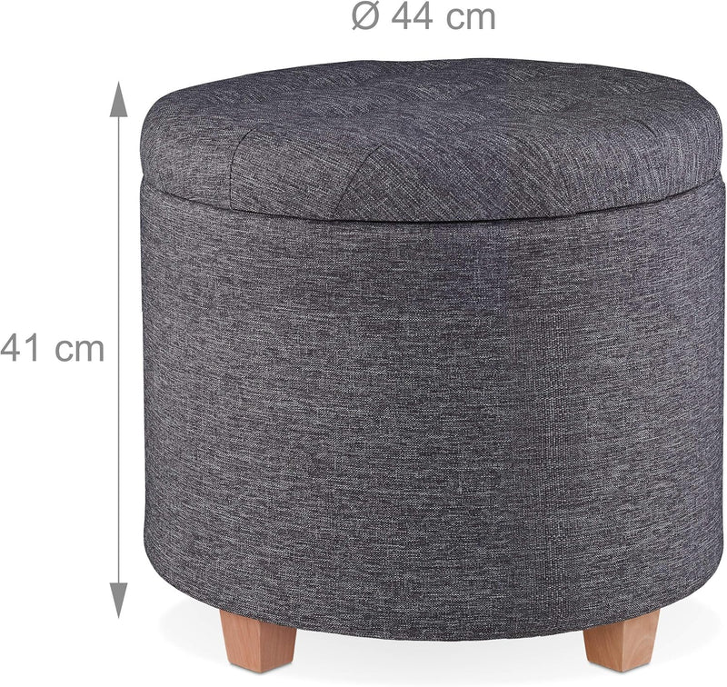 Stool with Storage Space Padded Seating Ottoman Footrest