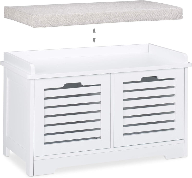 Storage Bench 2 Drawers Soft Cushion Hallway Furniture