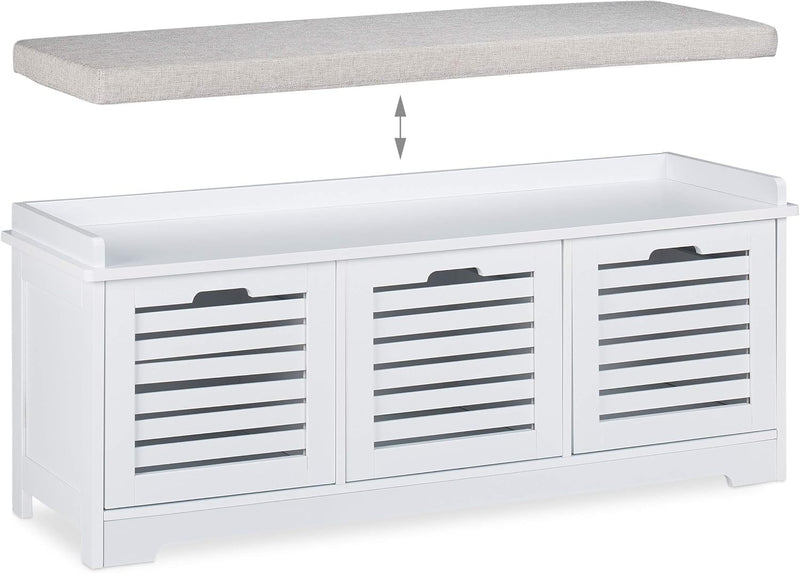 Storage Bench 3 Drawers Soft Seat Cushion Hallway