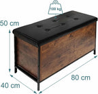 Storage Bench Upholstered Faux Leather Industrial Style