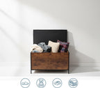Storage Bench Upholstered Faux Leather Industrial Style
