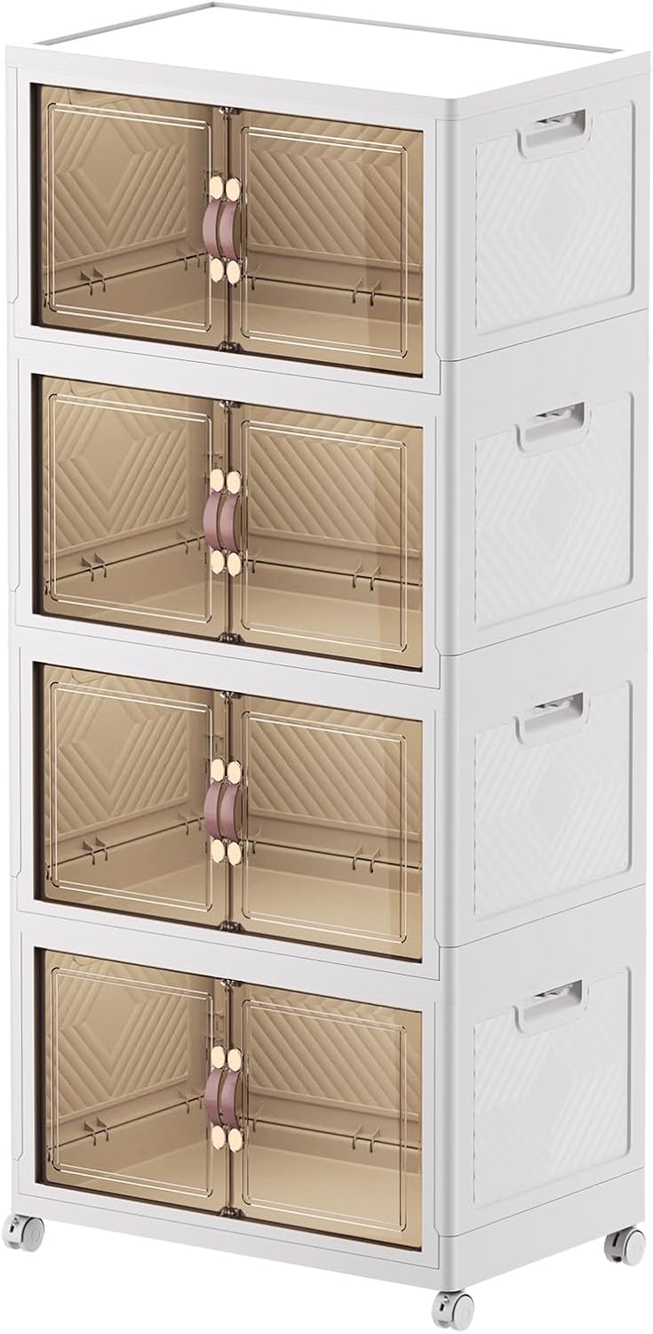 Storage Boxes with a Lid 4-Piece Large Collapsible