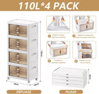 Storage Boxes with a Lid 4-Piece Large Collapsible