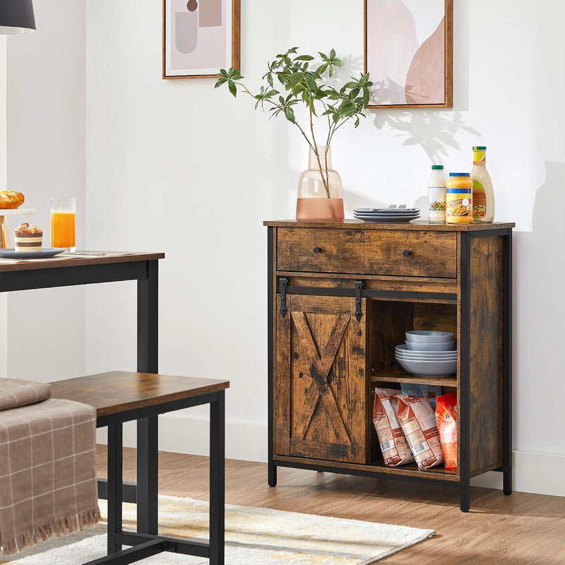 Storage Cabinet Adjustable Shelf Sliding Barn Door Steel