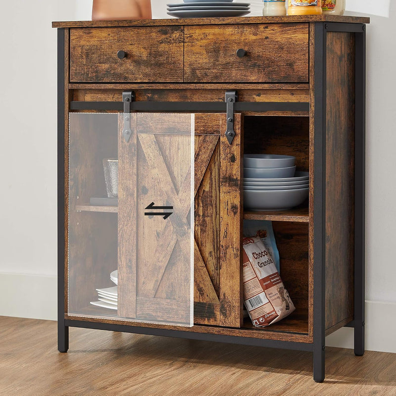 Storage Cabinet Adjustable Shelf Sliding Barn Door Steel