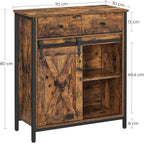 Storage Cabinet Adjustable Shelf Sliding Barn Door Steel