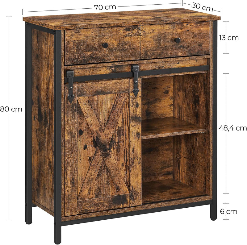Storage Cabinet Adjustable Shelf Sliding Barn Door Steel