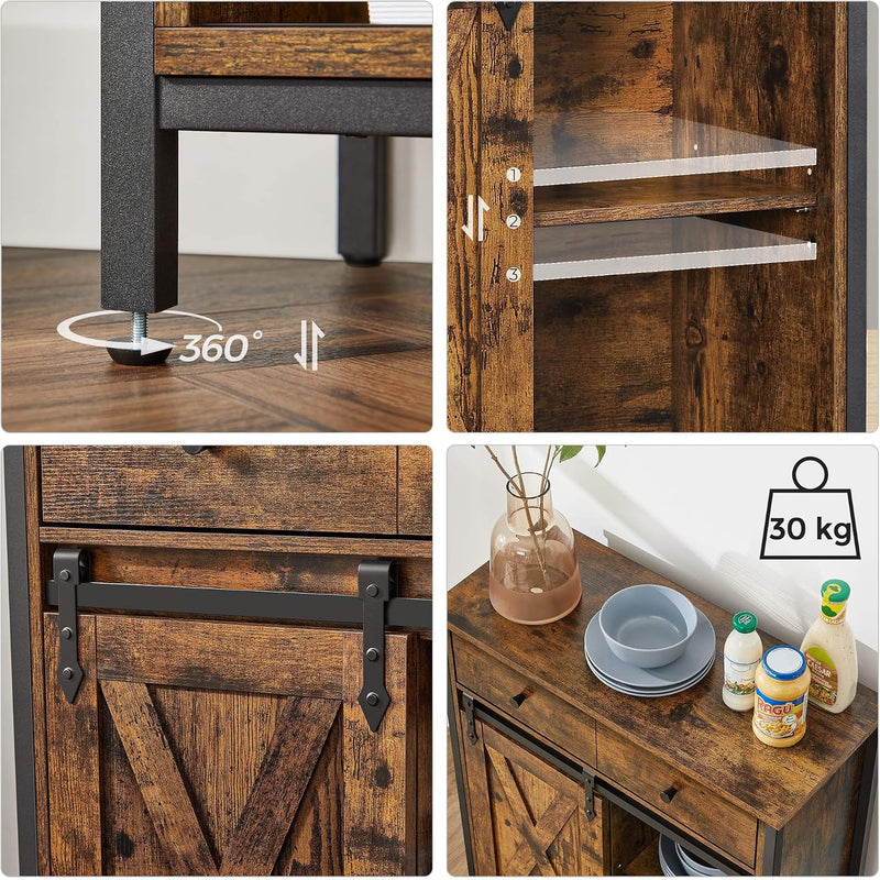 Storage Cabinet Adjustable Shelf Sliding Barn Door Steel
