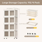 Storage Cabinet Kitchen Organiser 95L Plastic Bins