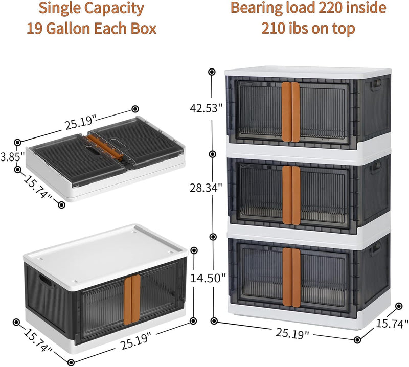 Storage Cabinet Kitchen Organiser 95L Plastic Bins