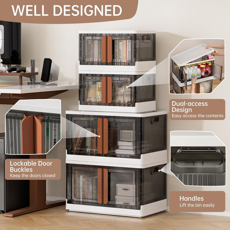95L Large Plastic Stackable Storage Boxes with Lids