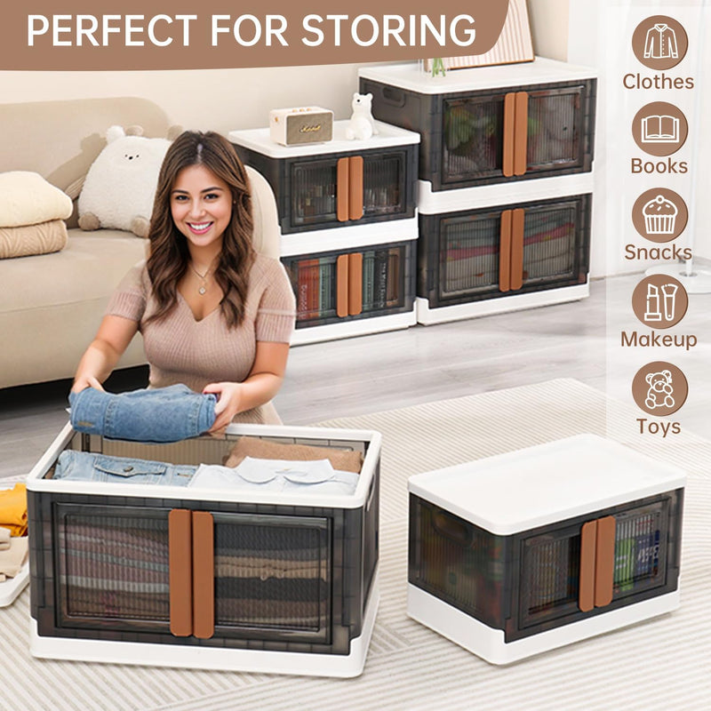 95L Large Plastic Stackable Storage Boxes with Lids