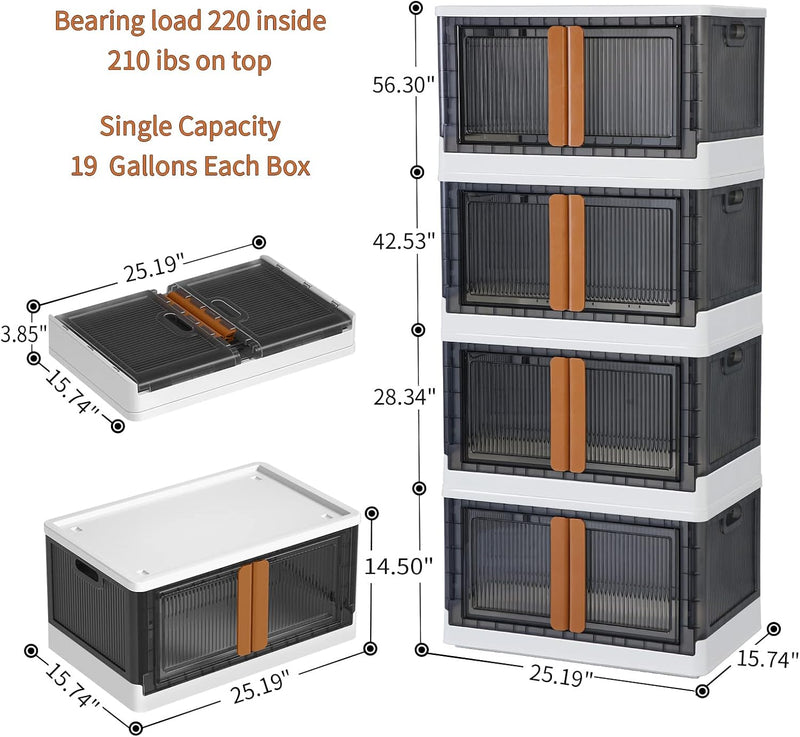 Storage Cabinet Kitchen Organiser 95L Plastic Bins