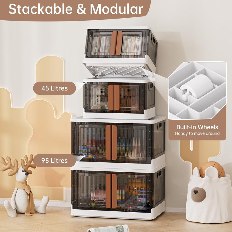 Storage Cabinet Kitchen Organiser 95L Plastic Bins