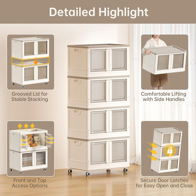 Storage Cabinet Kitchen Organiser 95L Plastic Bins