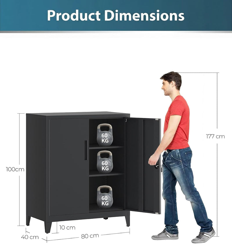 Storage Cabinet Metal Locking Garage Office with Adjustable